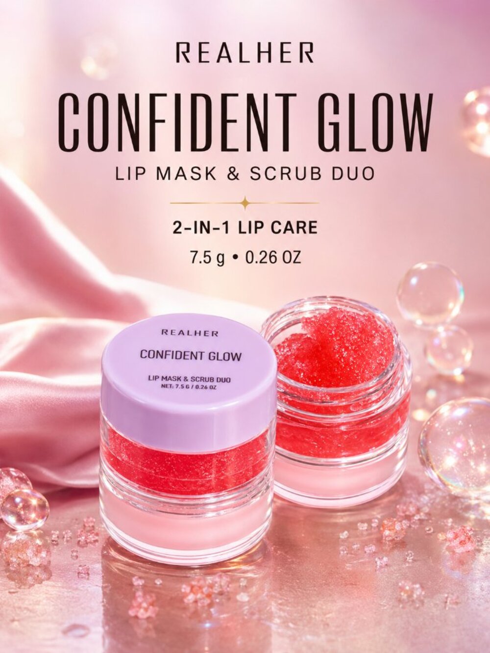 REALHER Confident Glow Lip Mask & Scrub Duo